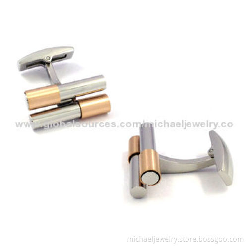 Stainless steel cufflinks, with rose gold and fashionable